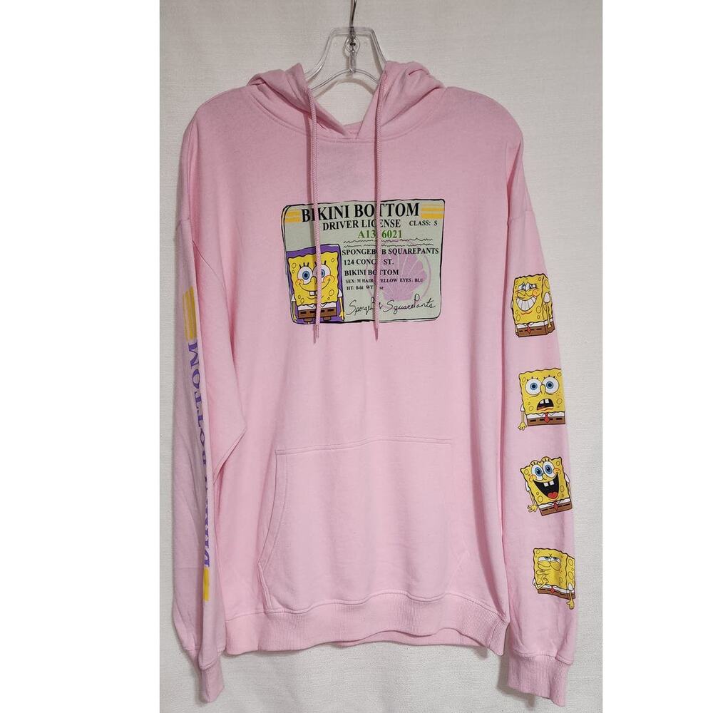 spongebob square pants pink hoodie men size